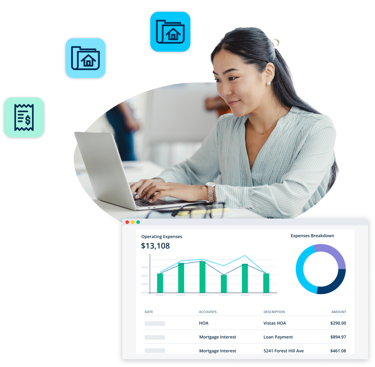 Portfolio rental accounting tracking finances for rental property management