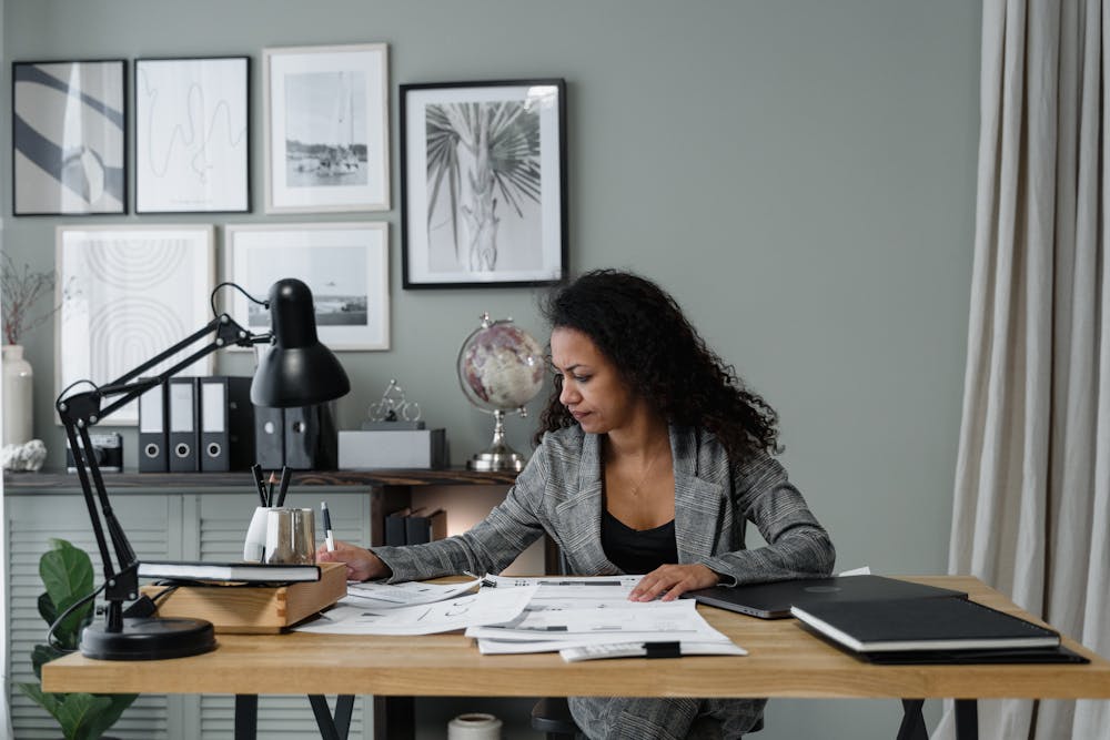 Woman reviewing her rent roll